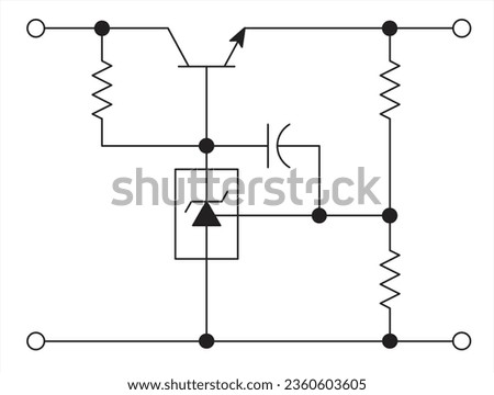 Schematic diagram of electronic device. 
Vector drawing electrical circuit with
zener diode, resistor, capacitor,
transistor and other electronic components.