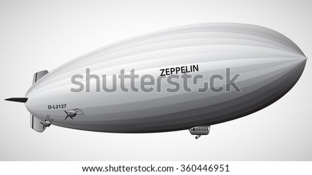 Vintage airship Zeppelin. Dirigible balloon. Vector illustration