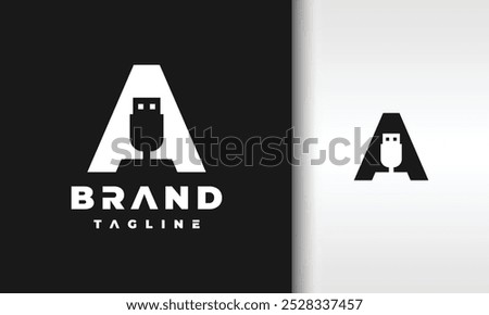 letter A USB cable logo