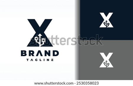 letter X USB tech logo