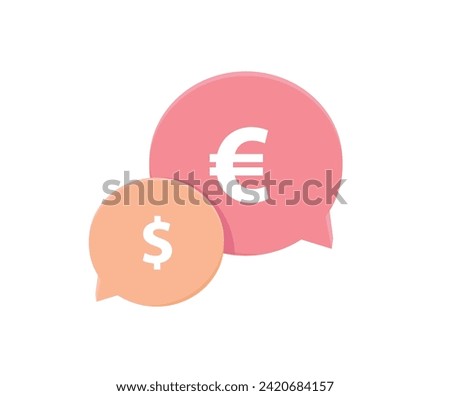 Currency Exchange Concept Illustrated With Dollar and Euro Speech Bubbles. Vector Illustration.