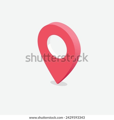 Red pin for maps and navigation systems to mark current location. Icon design in perspective. Vector illustration.	
