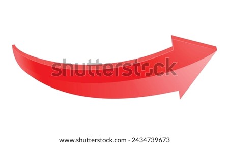 Red arrow in upward motion projecting success and progress. Red glossy arrow icon design. Vector illustration.