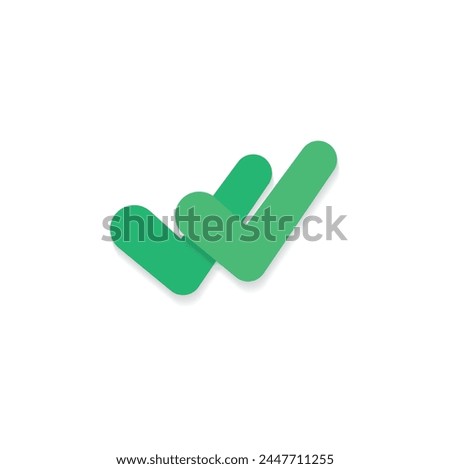 Green double checked icon design for seen or read message on chat apps. User interface. Vector illustration.