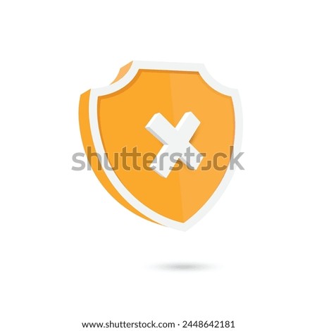 Decline or cancel yellow shield icon. User Interface design. Vector illustration.	
