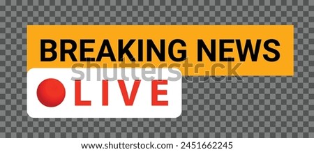 Live Breaking News Broadcast Banner on Television Screen. Vector Illustration.