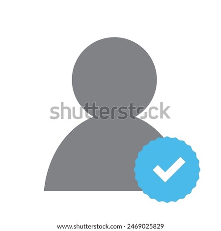 Profile photo placeholder icon design with verified icon for account verification. Vector Illustration.