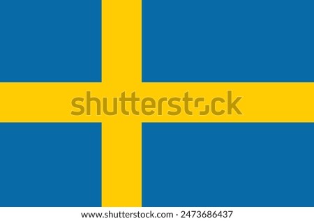 Swedish flag vector illustration in flat style. 