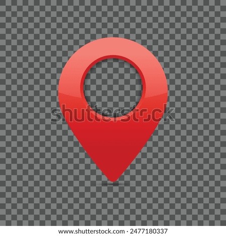 Red pin for maps and navigation systems to mark current location. User Interface icon design. Vector illustration.