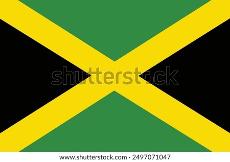 Jamaican flag flat design. Vector illustration. 