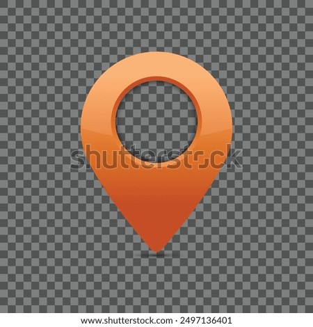 Orange pin for maps and navigation systems to mark current location. User Interface icon design. Vector illustration.	
