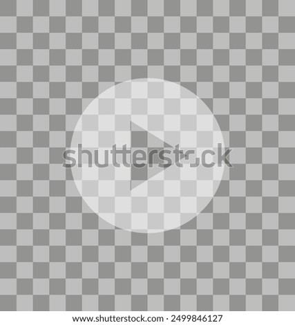 Semi-transparent white play button on transparent background. Video or music player user interface. Vector illustration.