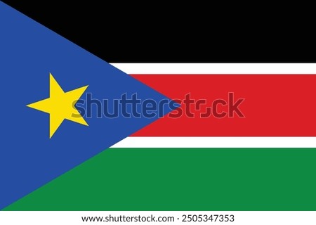 National flag of Republic of South Sudan. South Sudan flag. Vector Illustration. 