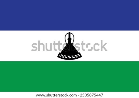 National flag of Lesotho. Lesotho flag. Vector Illustration. 