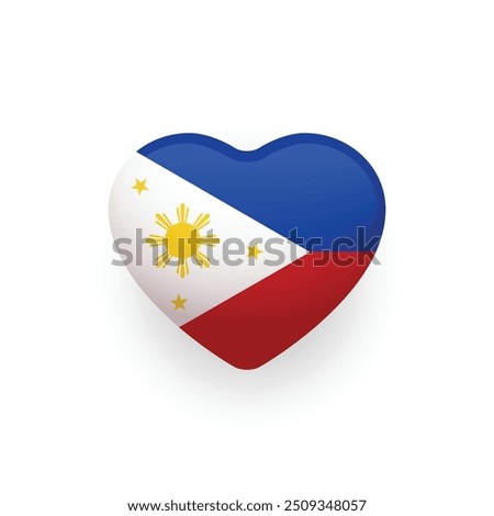 National flag of Philippines shaped as heart. Philippines flag. Vector Illustration.