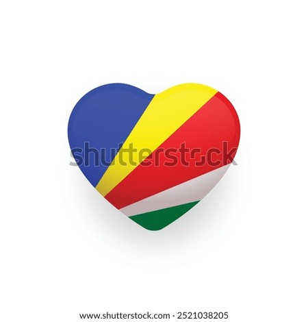 National flag of Seychelles shaped as heart. Seychelles flag. Vector illustration.