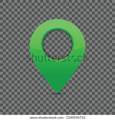 Green pin icon design. Vector illustration of a red marker for maps or navigation systems.