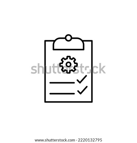 Clipboard with gear isolated icon. Technical support check list icon. Management flat icon concept