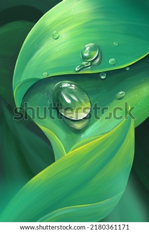 A close up of dew on a leaf Posters illustrations Foto d'archivio © 