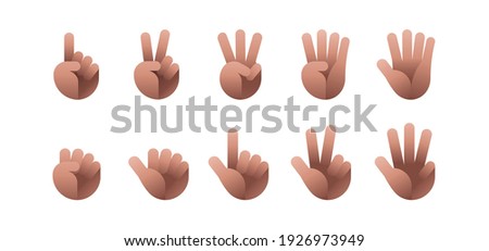 Hand finger counting set on white background, vector illustration