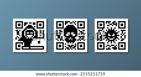 Hacker and Cyber crime QR Code, vector illustration