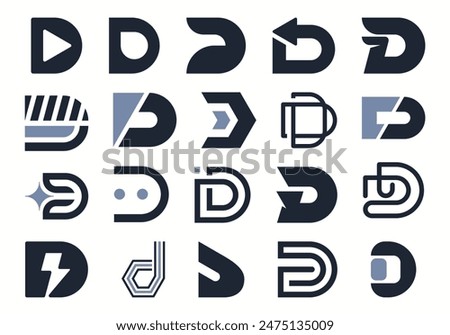 Iconic Letter D Logo Element Set