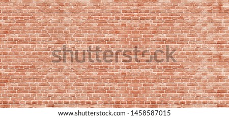 Panoramic background of wide old red brick wall texture. Home or office design backdrop 商業照片 © 