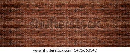 Red brick wall. Texture of old dark brown and red brick wall panoramic backgorund. 商業照片 © 