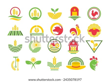 Farm Logo Icon Element Set