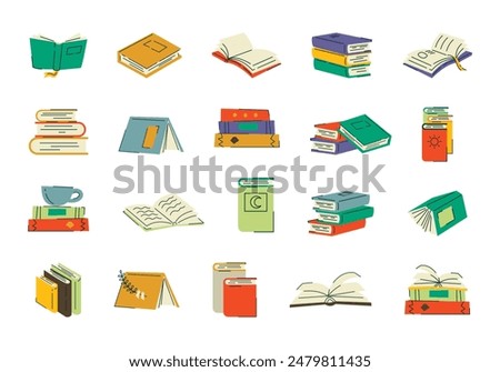 Reading Book Illustration Element Set