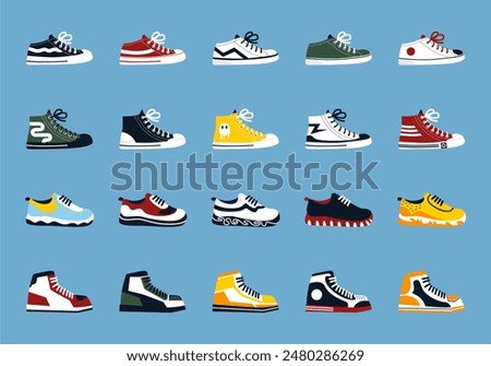 Sneakers Shoes Illustration Element Set