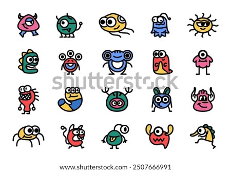 Cute Monster Small Icon Element Set