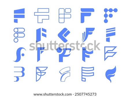 Initial Letter F Logo Element Set