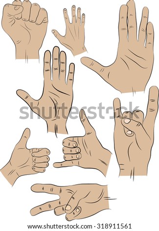 8 different positions of the hands