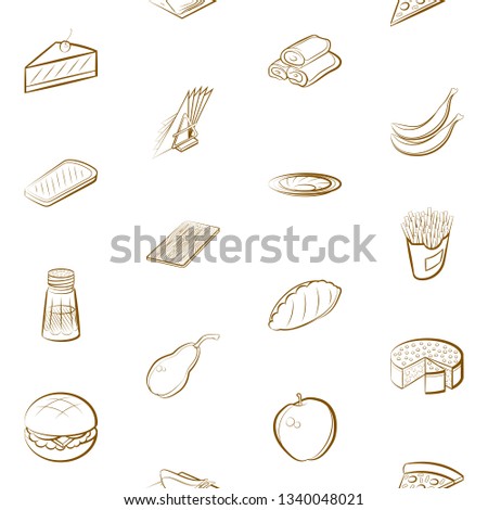 Food images. Background for printing, design, web. Seamless. Binary color.