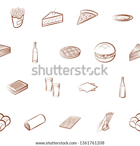 Food images. Background for printing, design, web. Usable as icons. Seamless. Binary color.