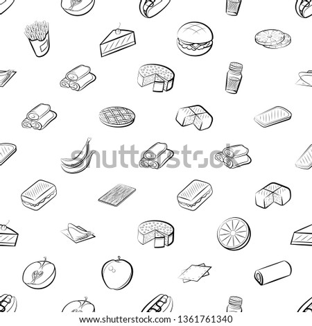 Food images. Background for printing, design, web. Seamless. Monochrome binary, black and white.
