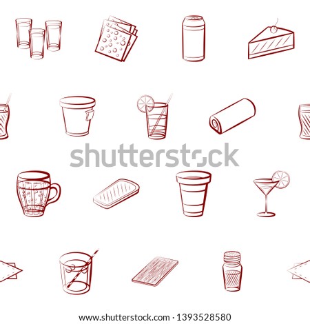 Food images. Background for printing, design, web. Seamless. Binary color.