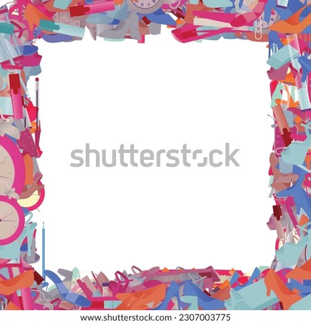 Background pattern abstract design texture. Border frame, transparent background. Theme is about elegant, employee, paper knife, style, footwear, platform heels, slingback shoes, shoe shop