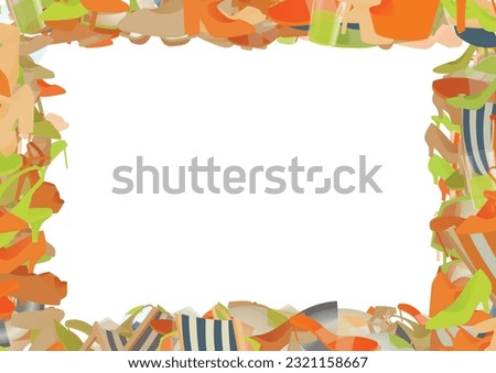 Background pattern abstract design texture. Border frame, transparent background. Theme is about googles, style, slide sandals, graphic, diving, summer, shoe shop, footwear, travel, season