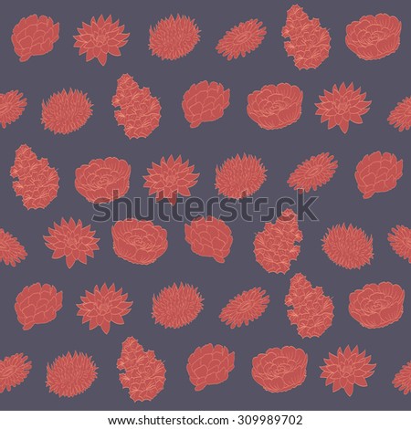 Seamless pattern tracery. Begonia, carnation, gerbera, gladiolus, lotus, cornflowers. Suitable for scarves, bed linen and clothes.