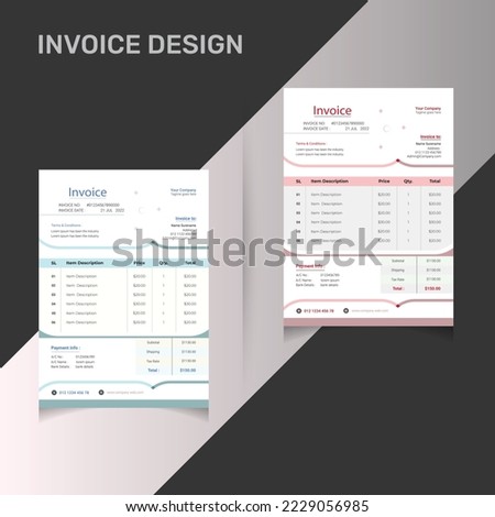 Every Business invoice, receipt, bills or Price sheet Design