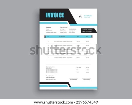 Invoice Design. Business invoice form template. Invoicing quotes, money bills or pricelist and payment agreement design templates. Tax form, 
bill graphic or payment receipt.