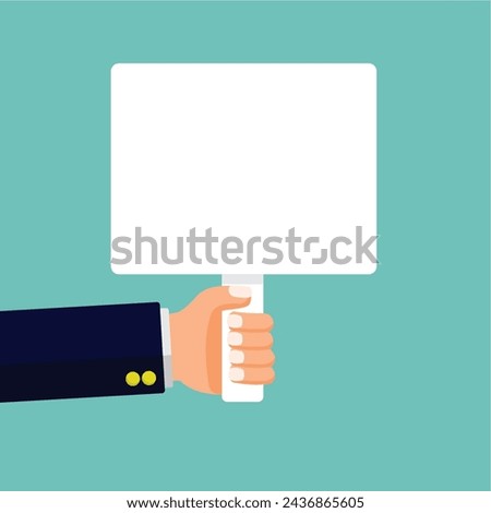 hand holding a blank banner that can be used to define text,advertisement and protest, vector illustration