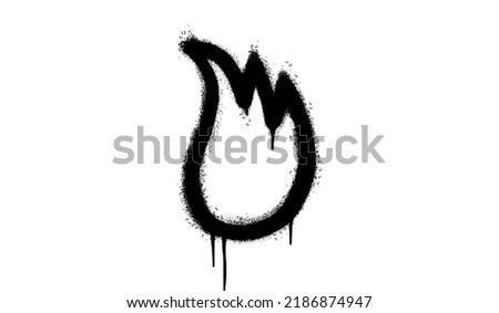 Spray Painted Graffiti Fire flame icon Sprayed isolated with a white background. graffiti Fire flame icon with over spray in black over white. Vector illustration.