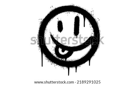 Face With Tongue Spray Painted Graffiti Face With Tongue emoticon isolated on white background. vector illustration.