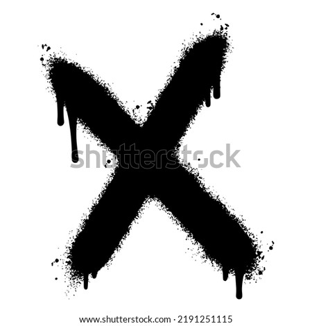 Spray Painted Graffiti x Sprayed isolated with a white background. graffiti font x with over spray in black over white. Vector illustration.