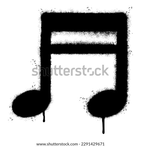 Spray Painted Graffiti beamed sixteenth note Sprayed isolated with a white background. graffiti Note music icon with over spray in black over white.