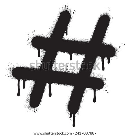 Spray Painted Graffiti hashtag icon Sprayed isolated with a white background. graffiti hash tag with over spray in black over white. Vector illustration.
