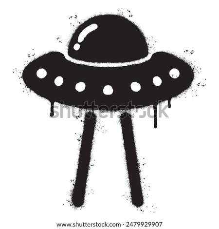 Spray Painted Graffiti ufo icon Sprayed isolated with a white background.